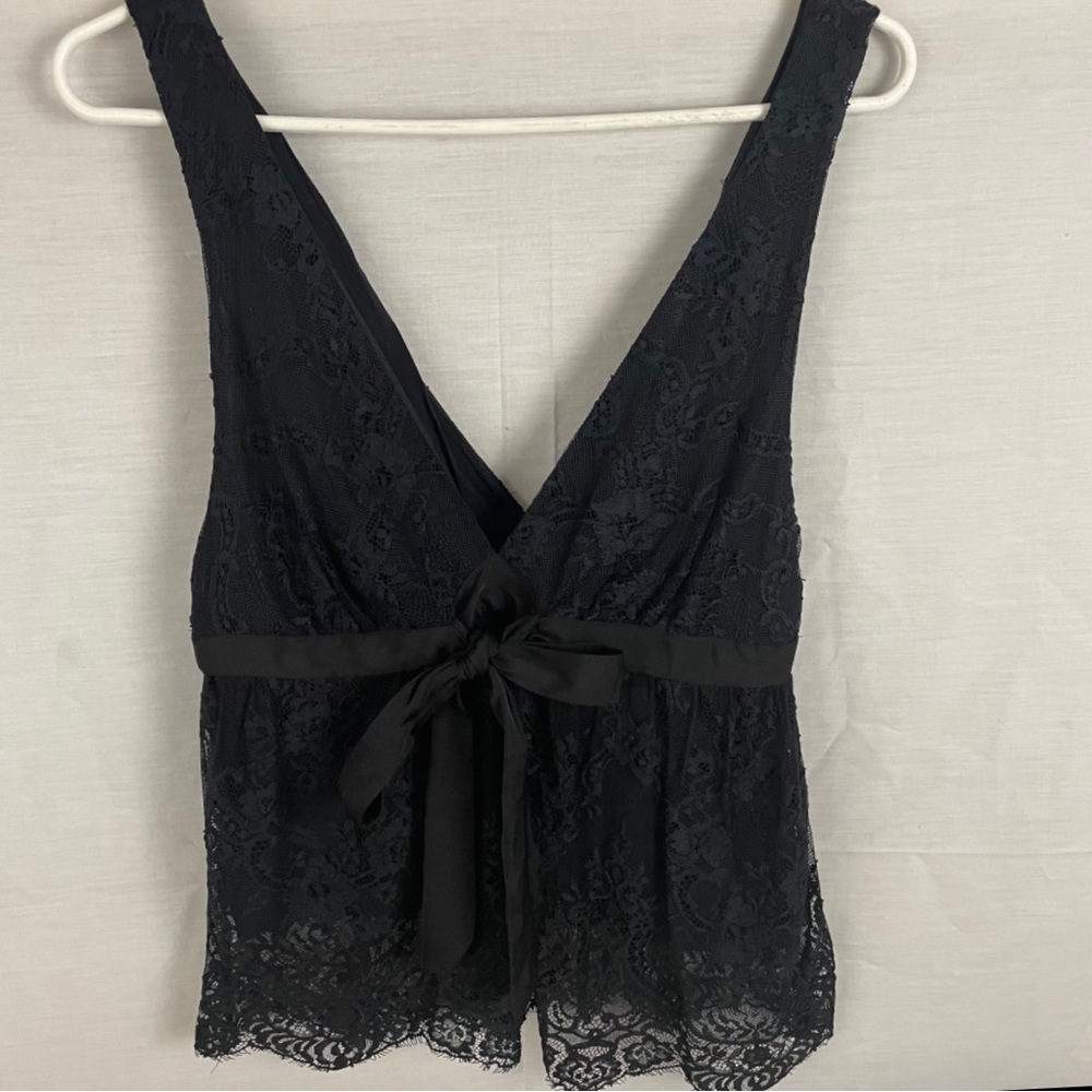 Free People lace v-neck loose fit black blouse women’s Size Small - Picture 14 of 14
